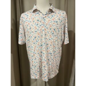 Peter Millar Seaside Men's Polo Shirt Xl With Fish Crab And Lobster Patterns